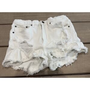 Abercrombie & Fitch Women’s White Jean Shorts Size 26 / 2 High-Rise Distressed